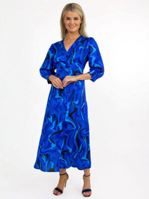 kate pippa ava dress in blue print img1