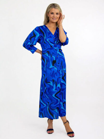 kate pippa ava dress in blue print img2