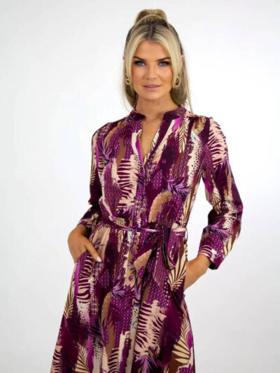 kate pippa capri dress in purplebeige print img1