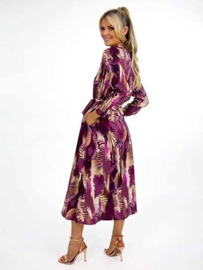 kate pippa capri dress in purplebeige print img2