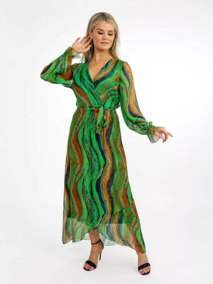 portofino silk midi dress in green img1