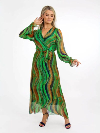 portofino silk midi dress in green img1