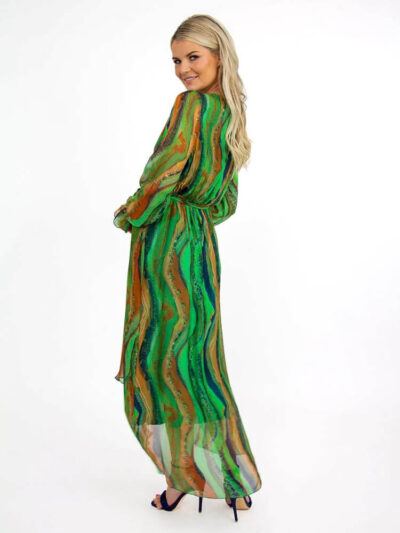 portofino silk midi dress in green img2