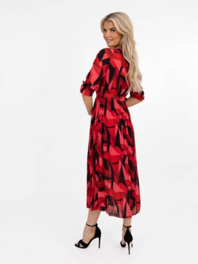 kate pippa positano midi dress in red black print img2