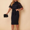 lucine lace top midi dress in navy img1