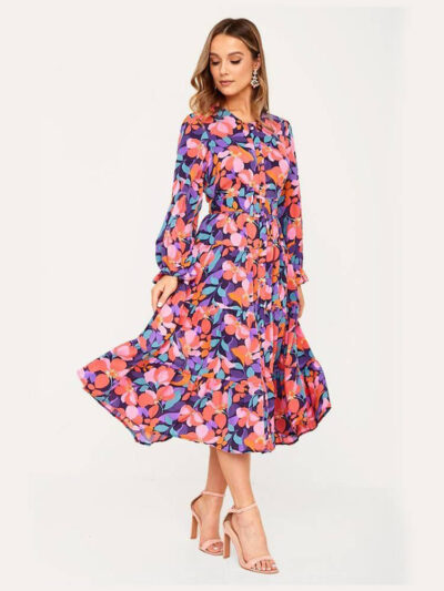 marc angelo floral print shirt dress in pink img1