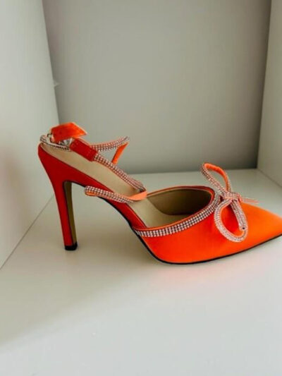 orange satin heels img2