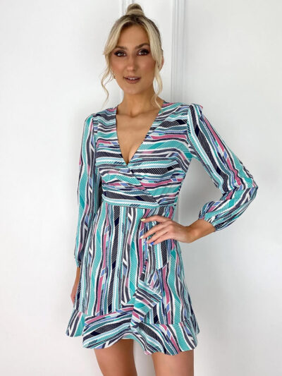 short faux wrap dress img1